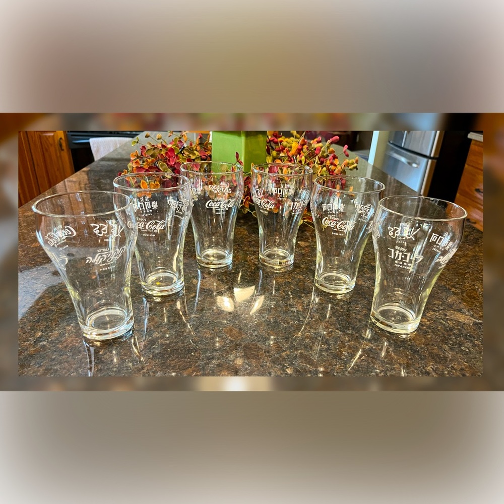 Coca Cola by Libbey-Set of Six International Glasses-5” Tall - Picture 1 of 8